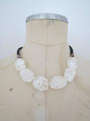 Danish Silver Quartz Crystal Mid Century Modernist Choker Necklace