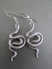 Vintage Art Deco Silver Snake Garnet Marcasite Earrings