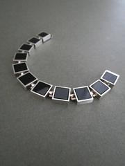 Vintage Danish Mid Century Silver Onyx Bracelet by Niels Erik From
