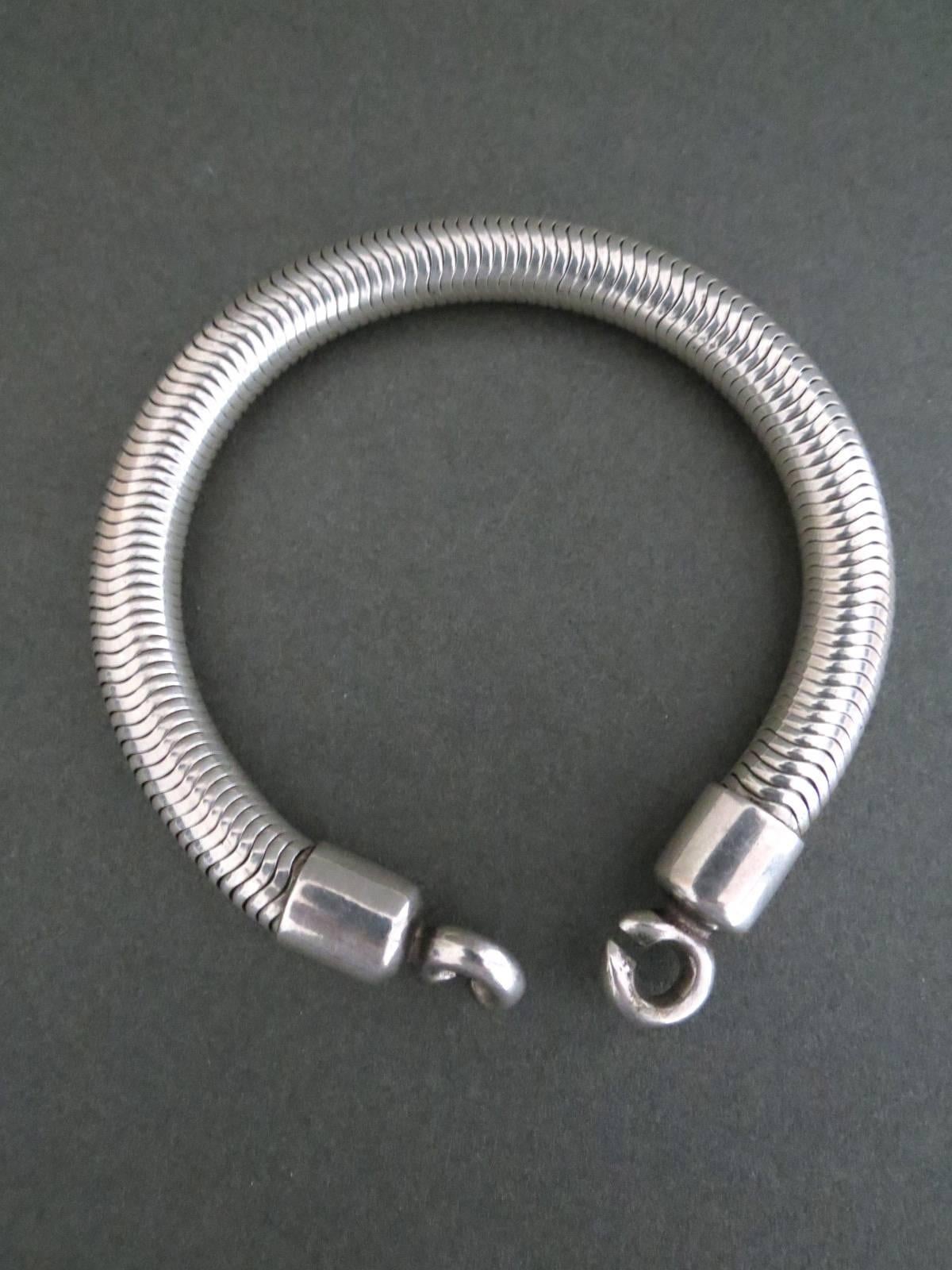 Vintage Danish Silver Snakesking Bracelet by Henning Oddershede For Sale 1