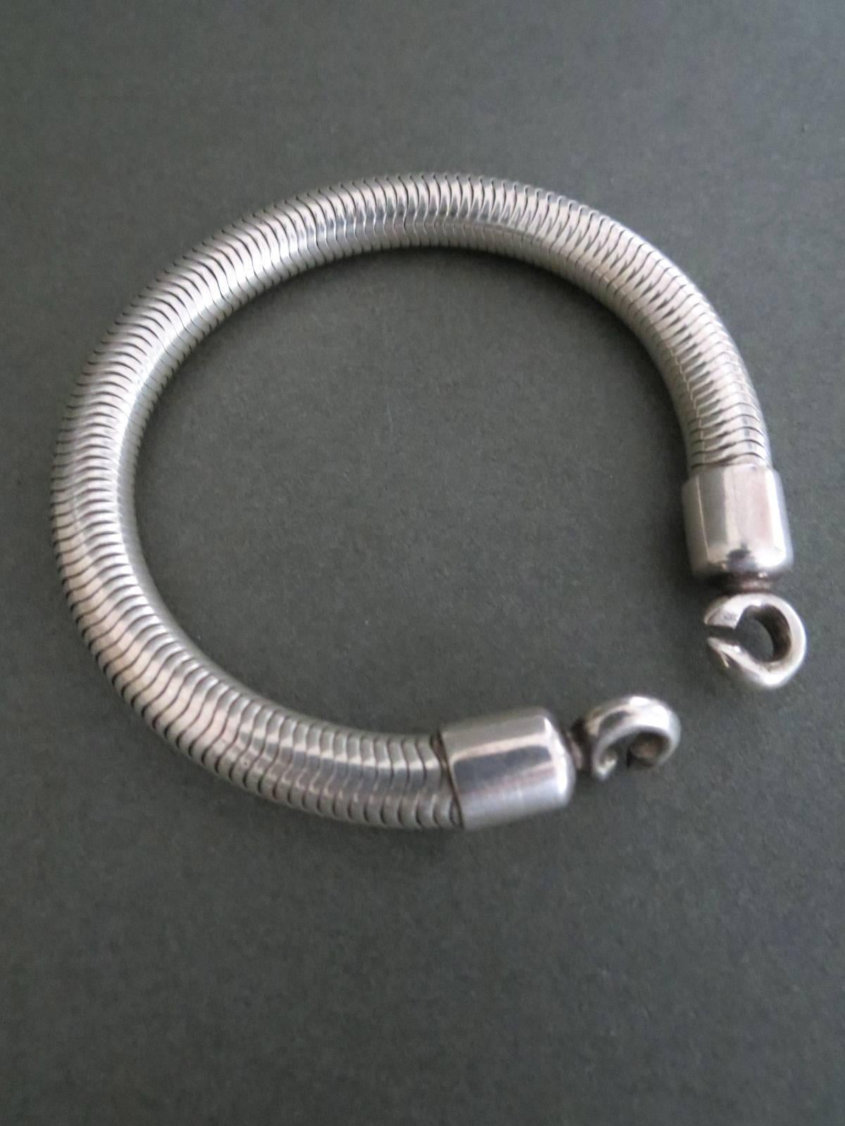 Modernist Vintage Danish Silver Snakesking Bracelet by Henning Oddershede For Sale