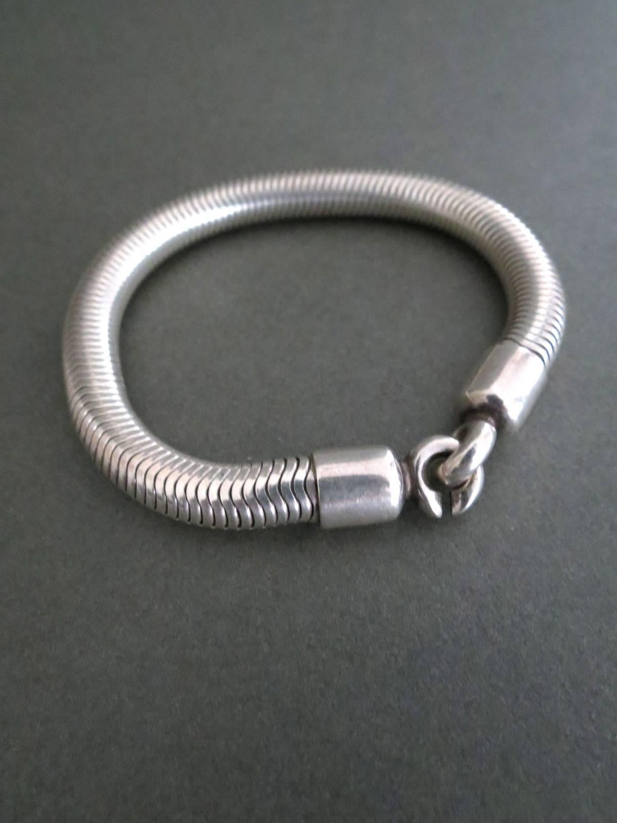 Vintage Danish Silver Snakesking Bracelet by Henning Oddershede For Sale 2