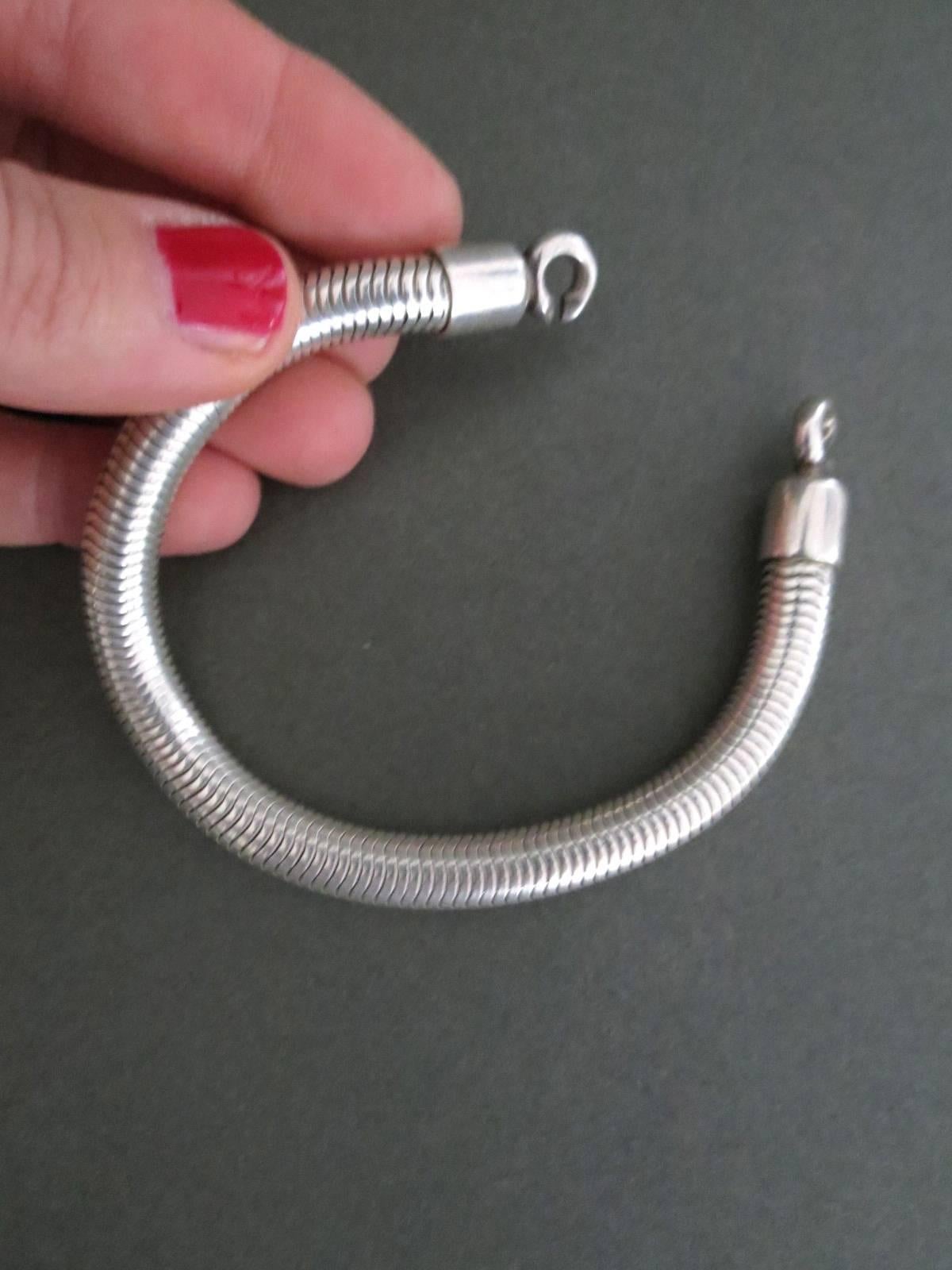 Women's or Men's Vintage Danish Silver Snakesking Bracelet by Henning Oddershede For Sale