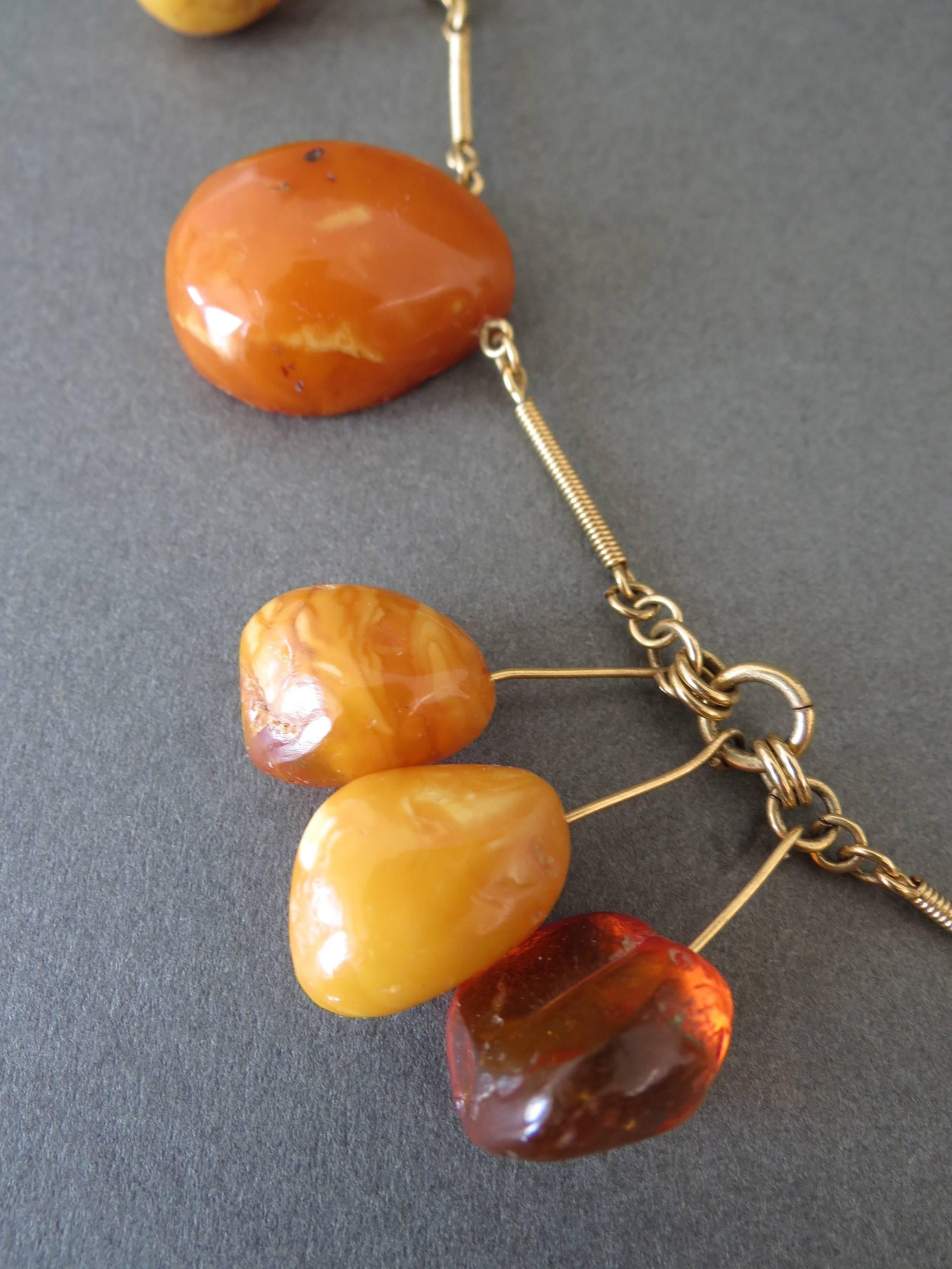 Vintage Natural Baltic Butterscotch Egg Yolk Amber Beads Necklace For Sale 1