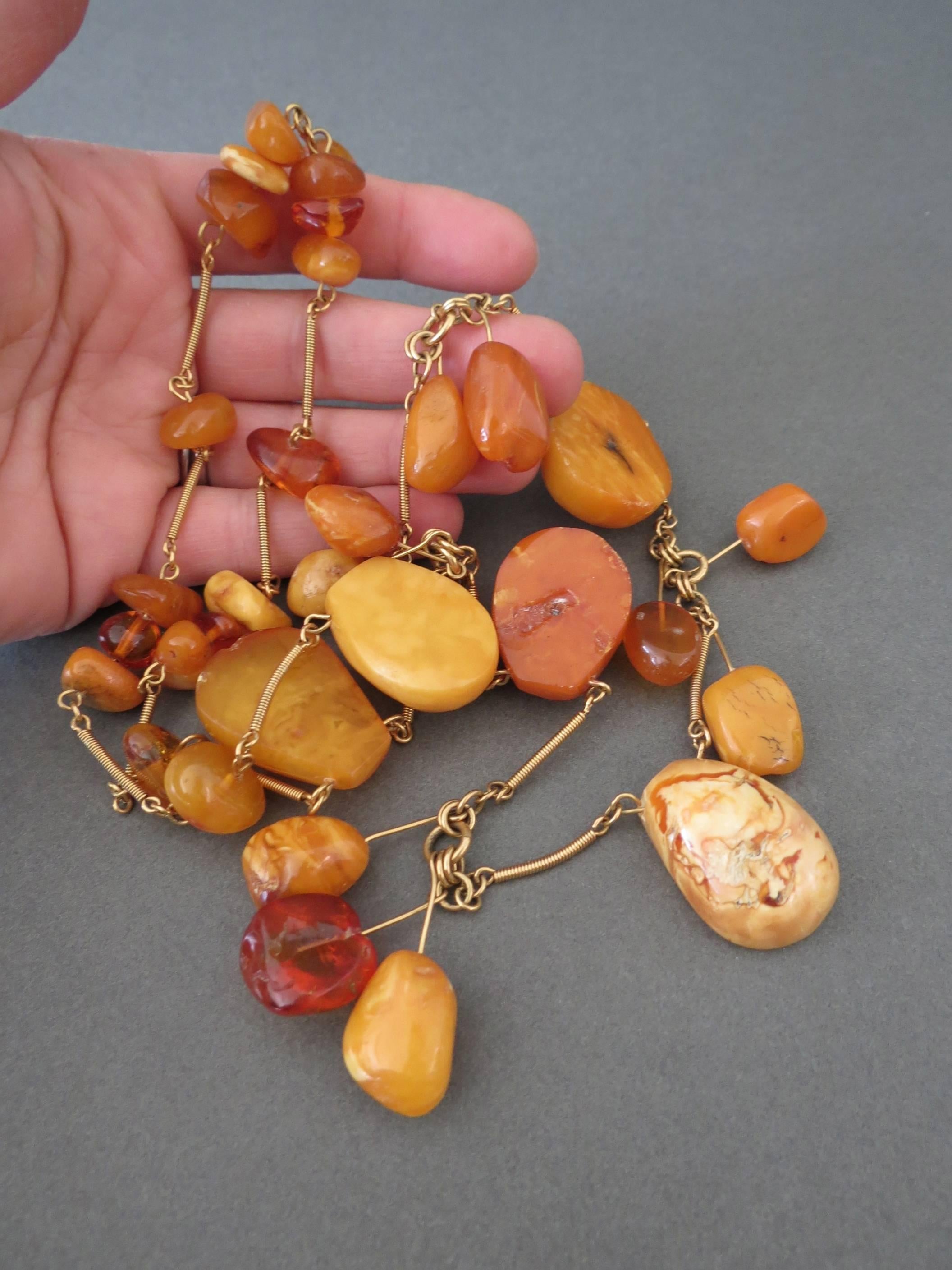 Vintage Natural Baltic Butterscotch Egg Yolk Amber Beads Necklace For Sale 2