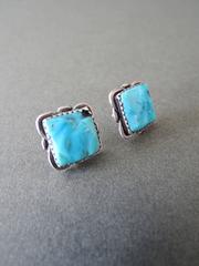 Vintage Navajo Turquoise Silver Native American Earrings by Alvina Quam Zuni