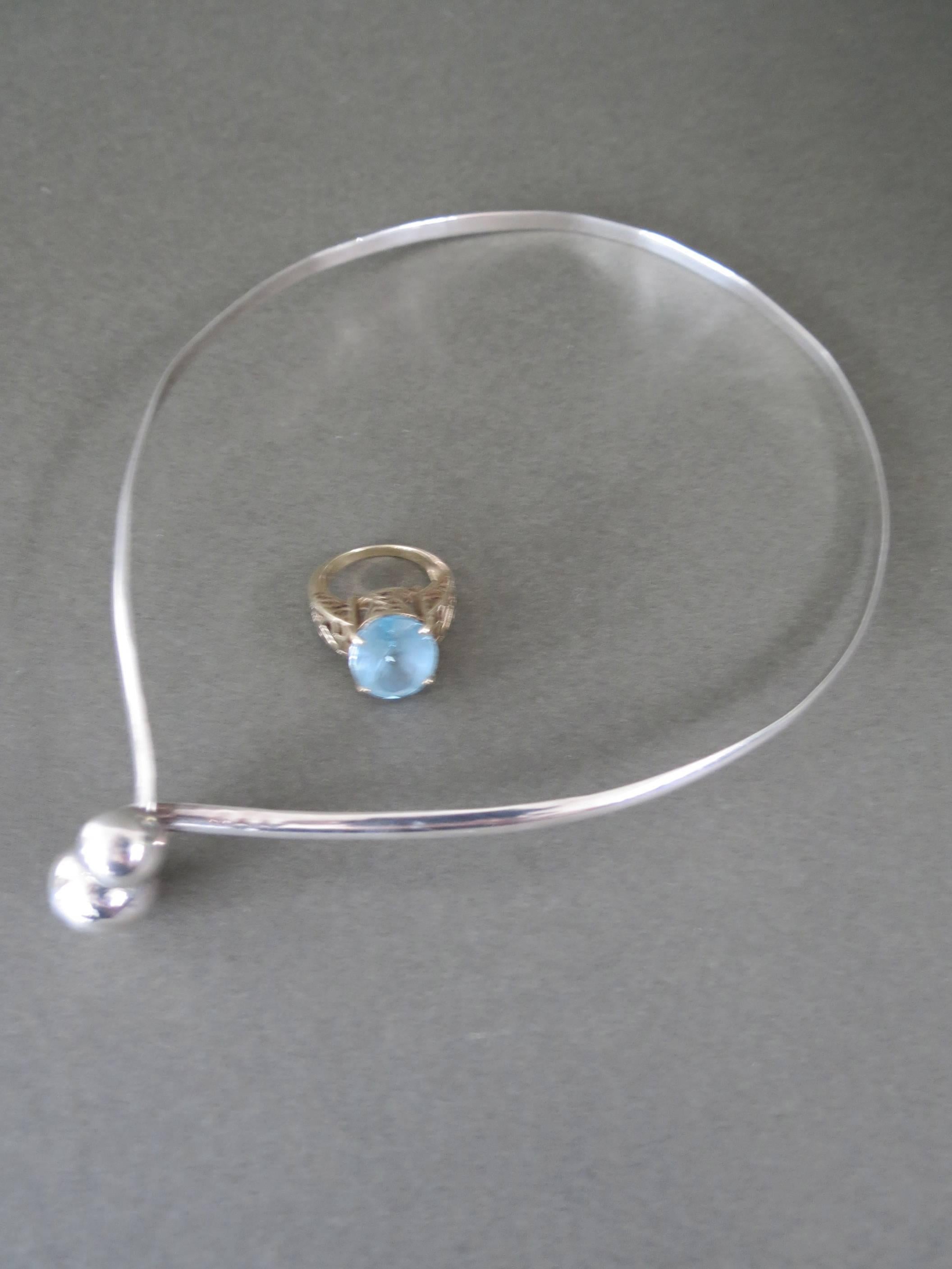 Modernist Vintage Danish Mid Century Silver Choker Necklace