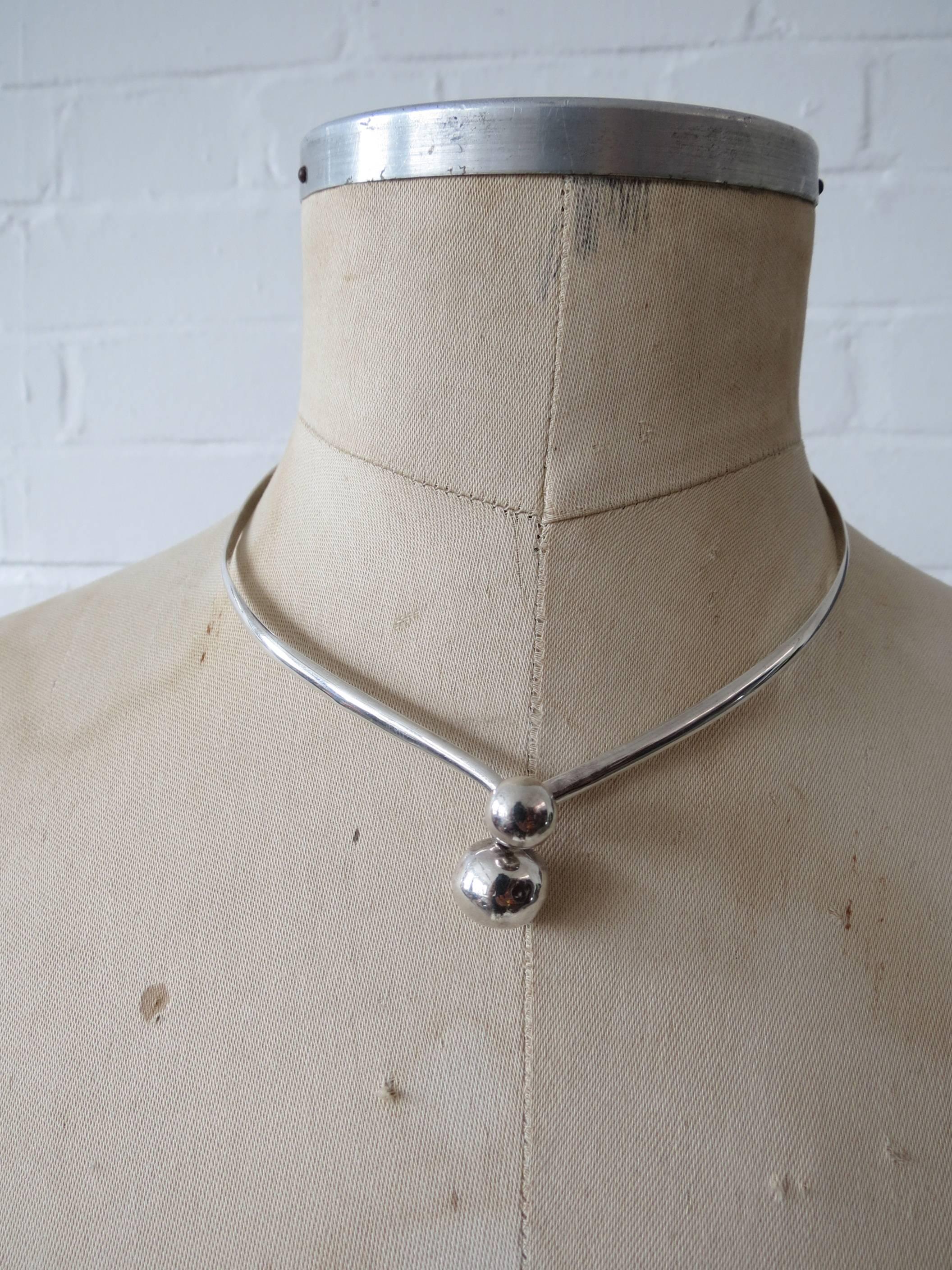 Vintage Danish Mid Century Silver Choker Necklace 1