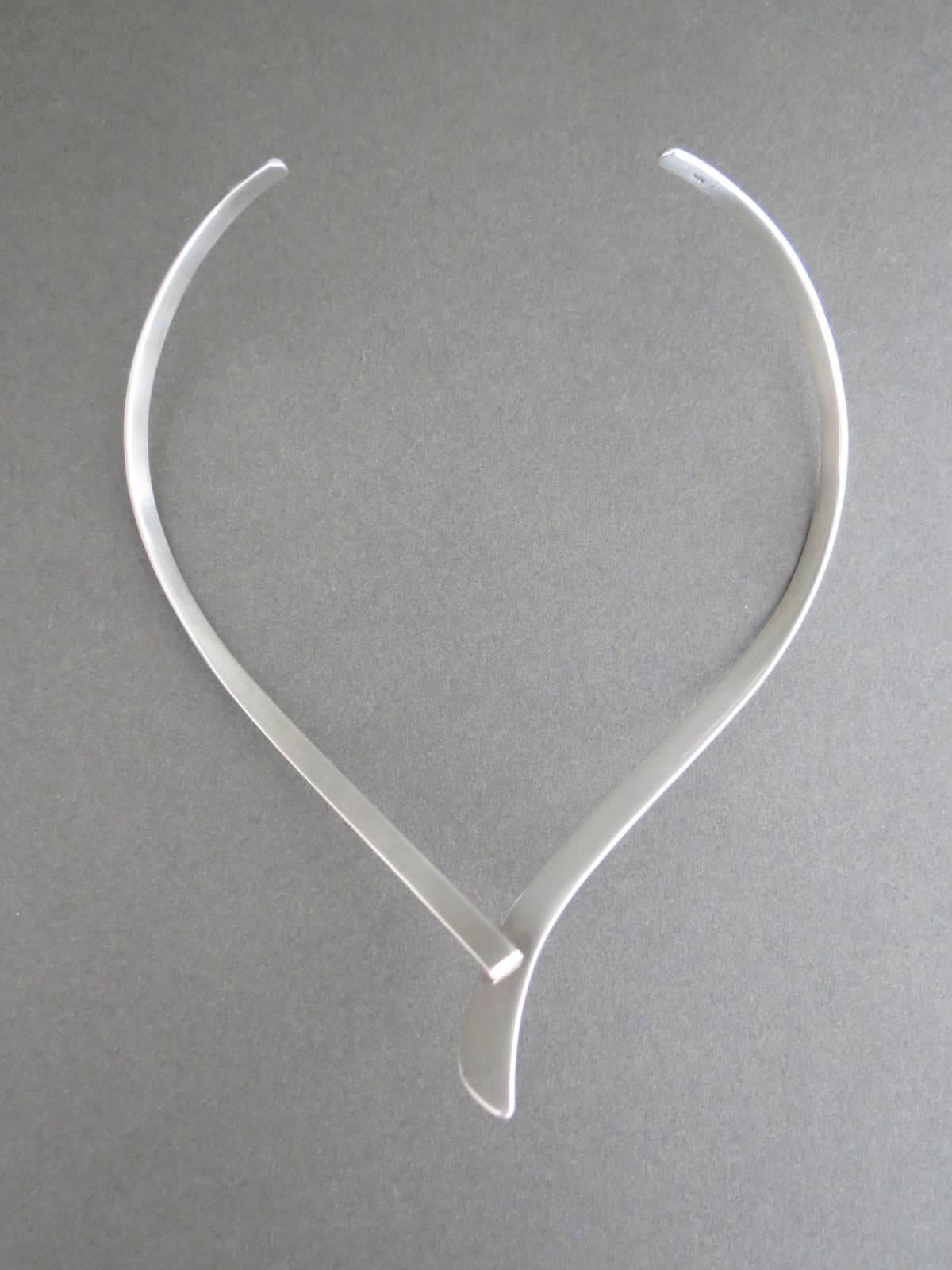 Vintage Danish Silver Mid Century Modernist Choker Necklace For Sale 1
