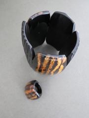 Vintage Danish Monies Gerda Lynggaard Cuff Bracelet Ring Set Signed