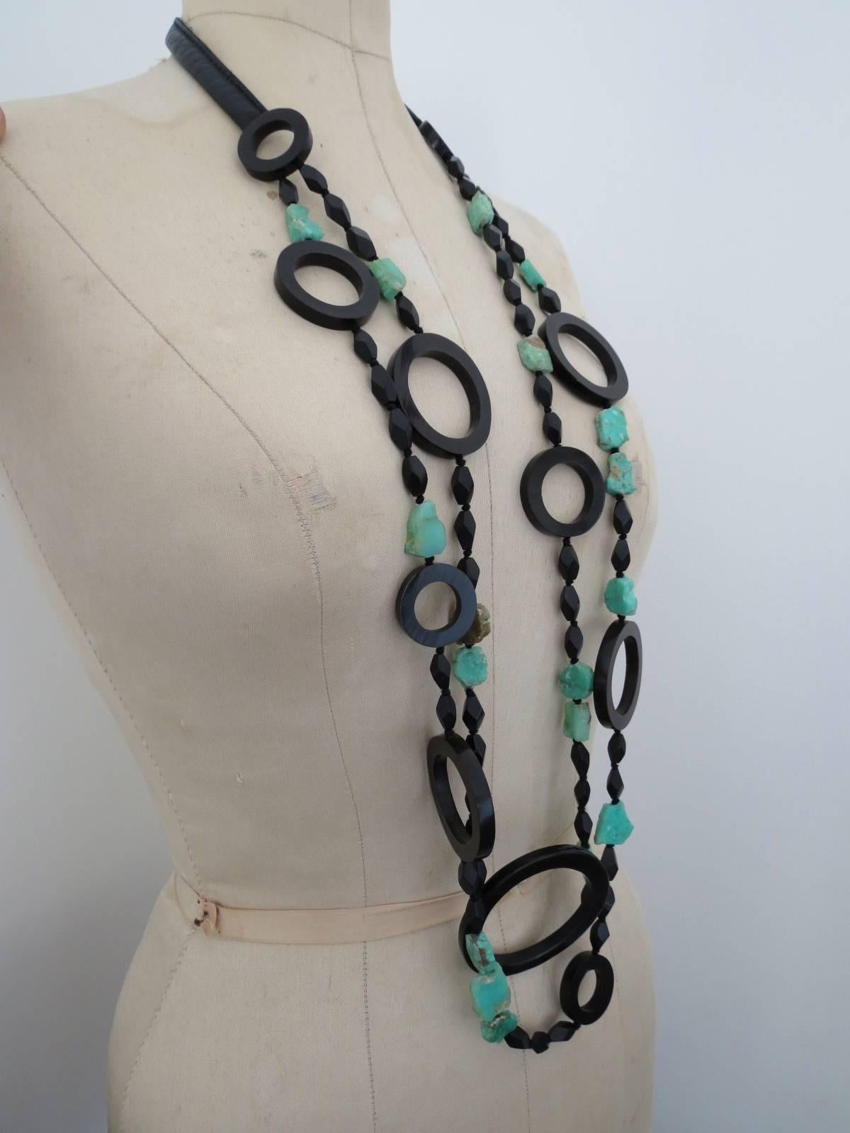 Vintage Danish Monies Gerda Lynggaard Turquoise Necklace Signed Unique In Good Condition For Sale In Hove, GB