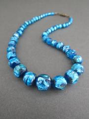 Vintage Art Deco Murano Venetian Foil Glass Necklace Choker