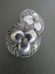 Vintage Mid Century Silver Modernist Earrings Danish