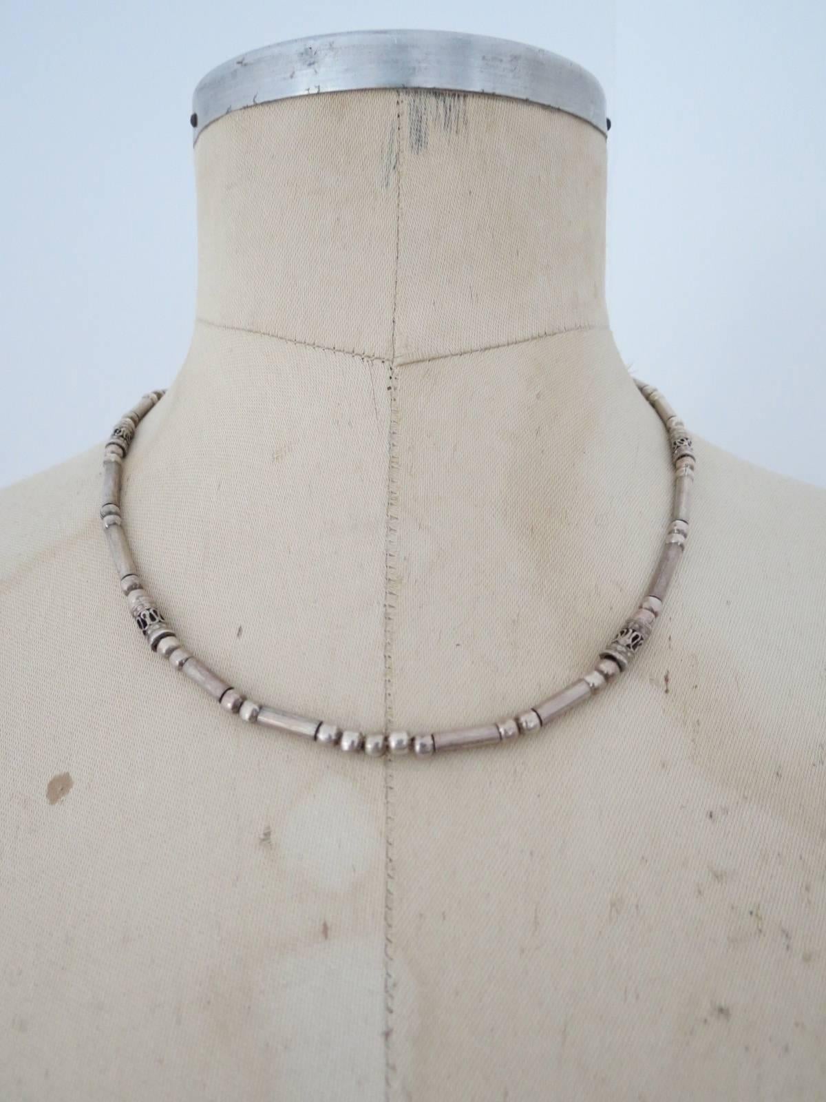 Vintage Modernist Danish Silver Necklace Choker  For Sale 1