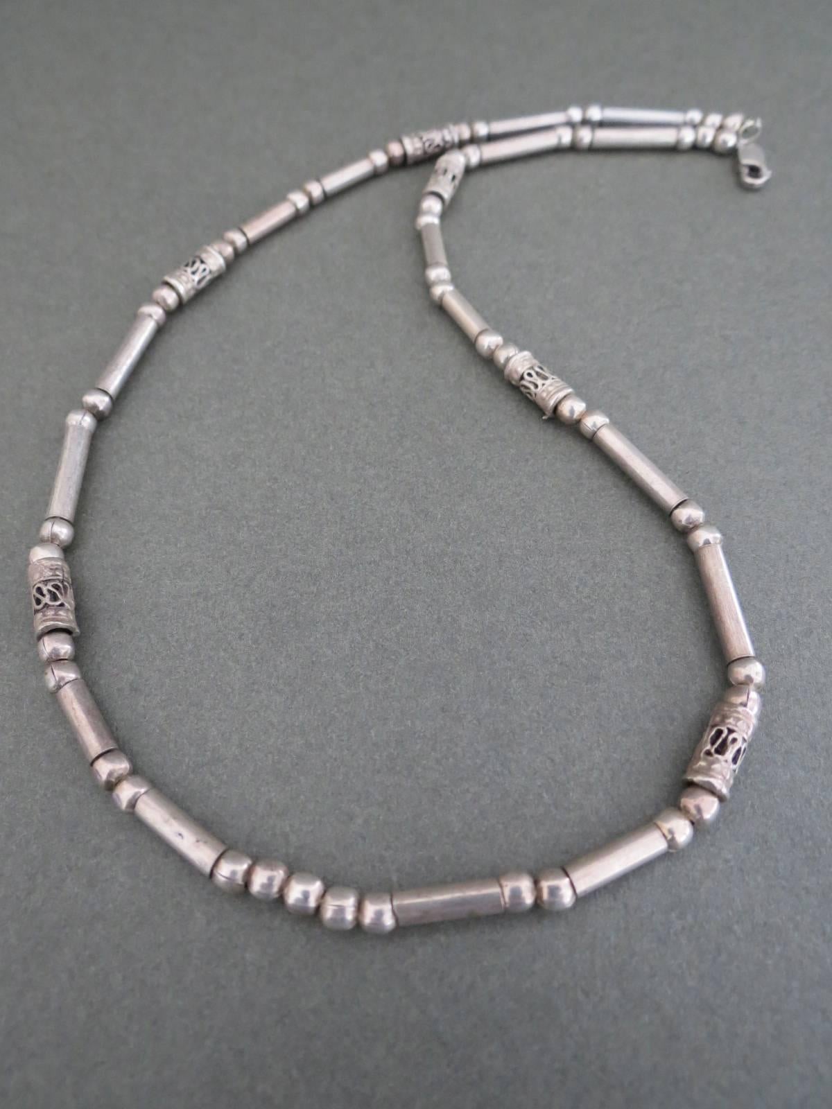 Women's or Men's Vintage Modernist Danish Silver Necklace Choker  For Sale