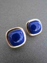 Vintage 14k 585 Gold Lapis Lazuli Earrings 14ct Gold
