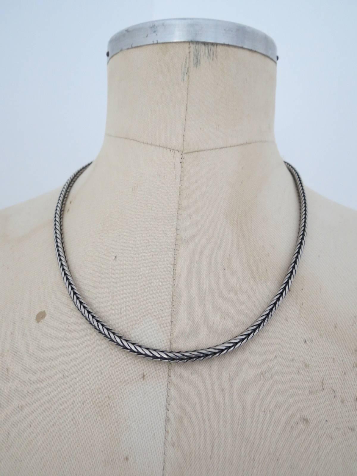 Women's or Men's Vintage Danish Silver Snakeskin Necklace Snake Skin Choker For Sale