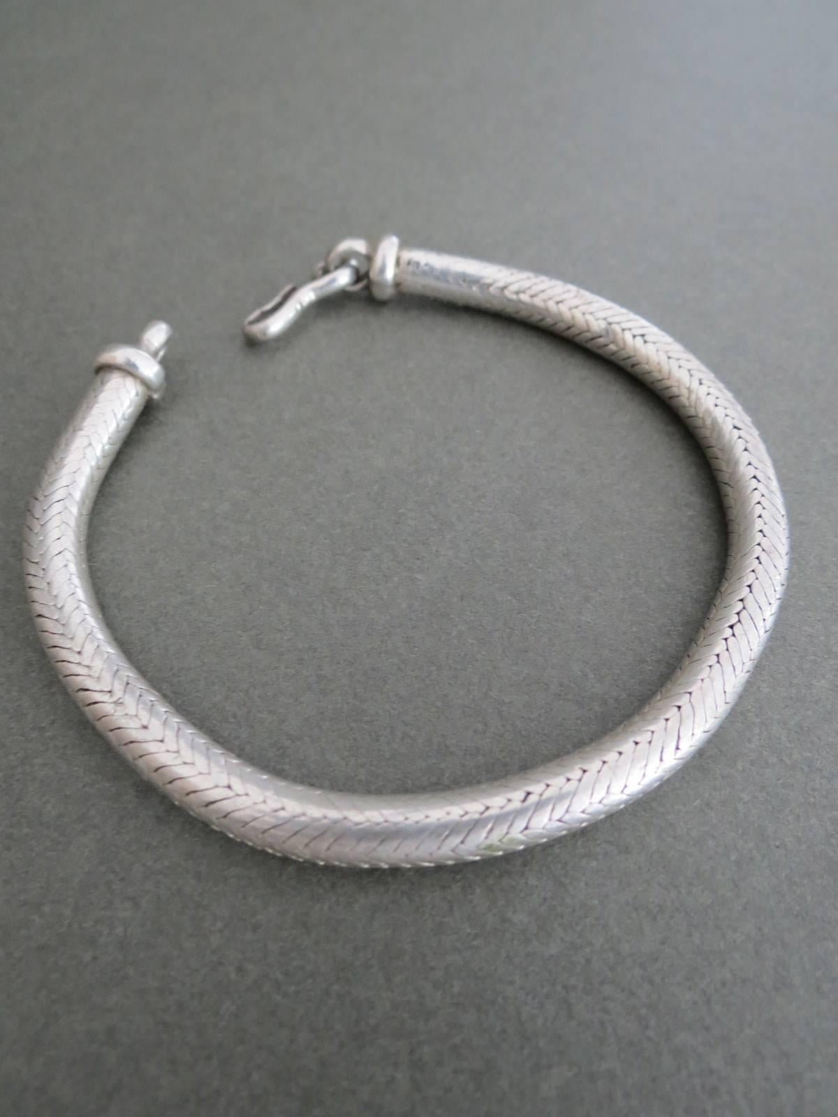 This is lovely Danish silver snakeskin large bracelet. Some age related ware and tested .
Item Specifics
Length: 20.5cm (approx 8.00