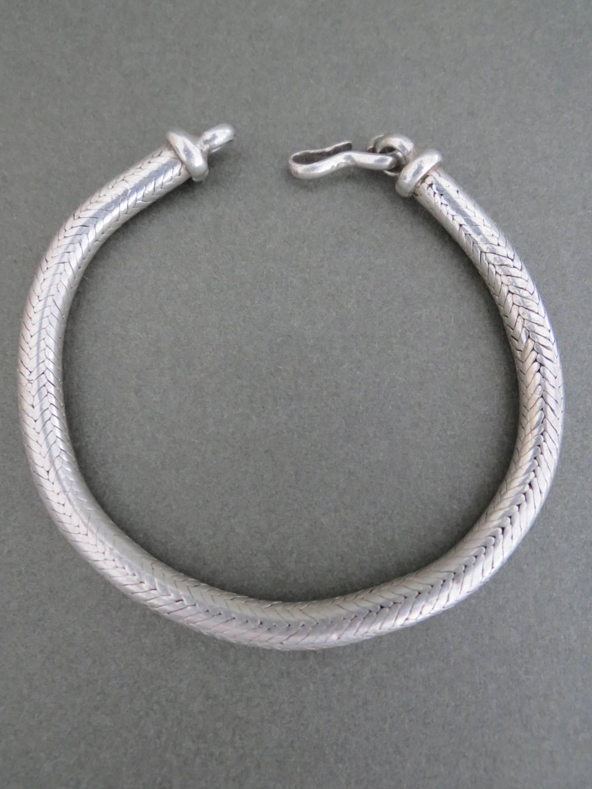 Vintage Danish Mid Century Silver Snakeskin Bracelet  For Sale 1