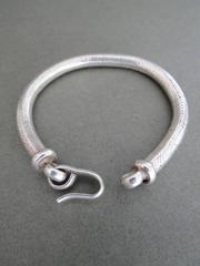 Vintage Large Danish Mid Century Silver Snakeskin Bracelet
