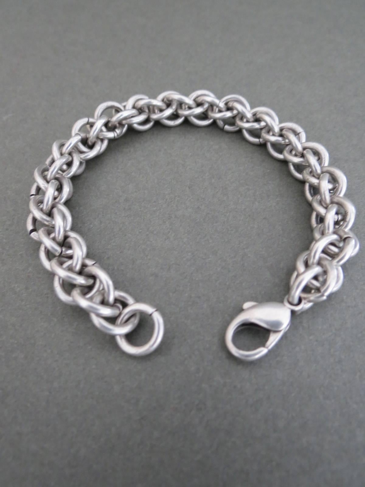Vintage Mid Century Danish Silver Link Chain Bracelet  In Good Condition For Sale In Hove, GB