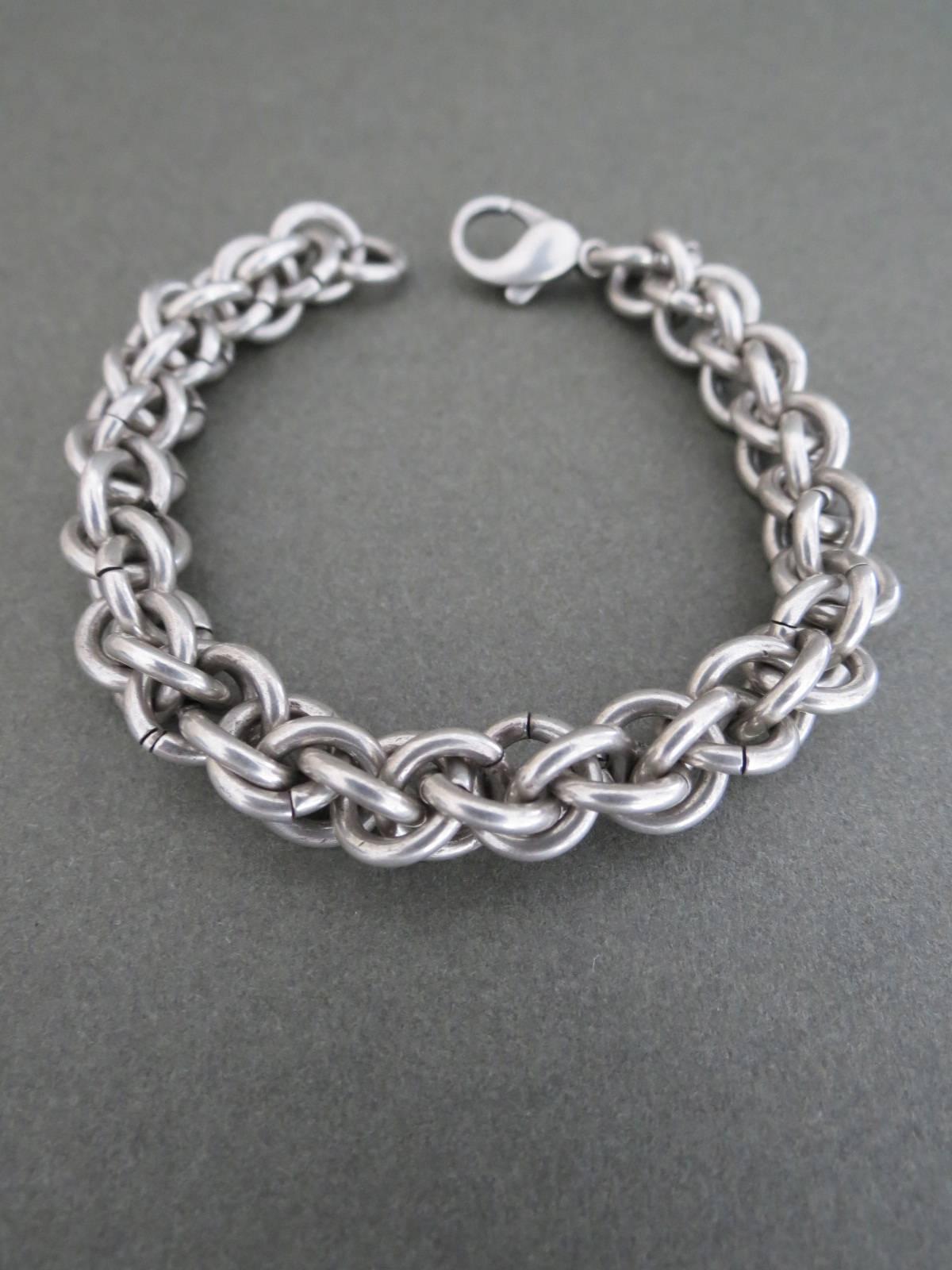 Women's or Men's Vintage Mid Century Danish Silver Link Chain Bracelet  For Sale