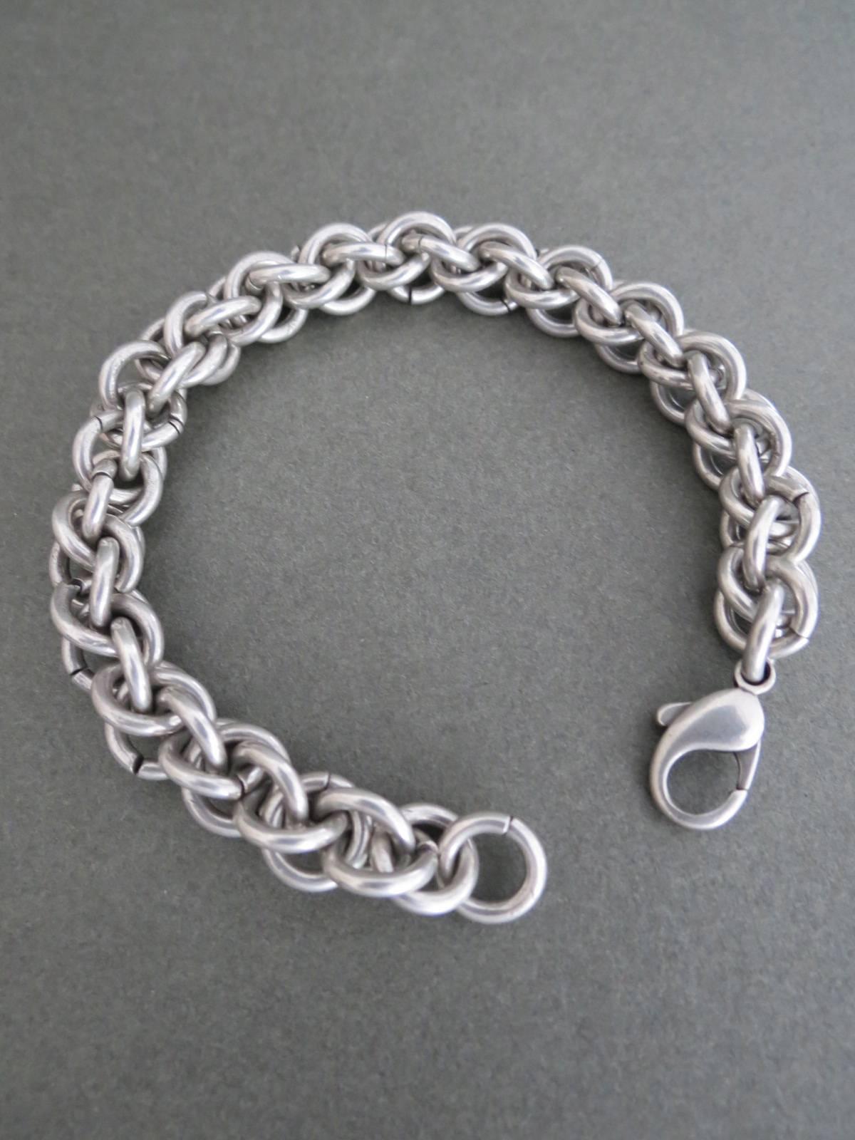 Modernist Vintage Mid Century Danish Silver Link Chain Bracelet  For Sale