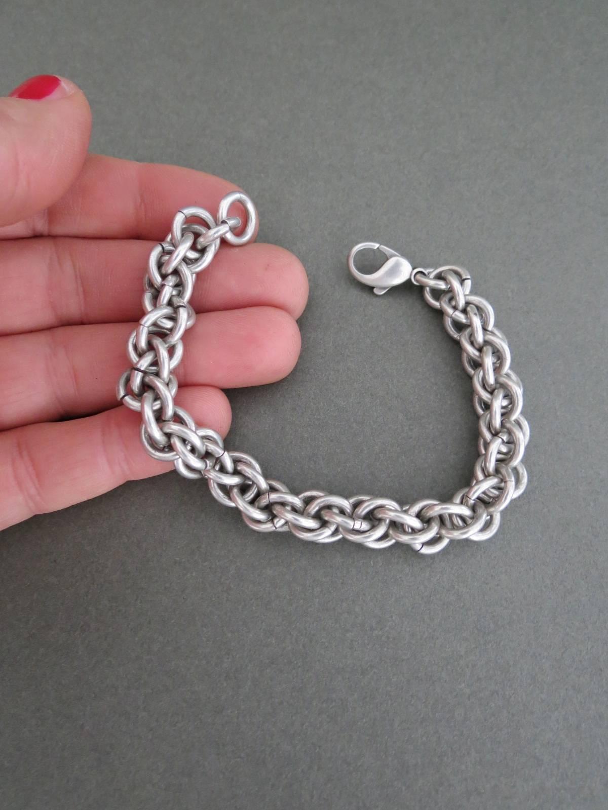 Vintage Mid Century Danish Silver Link Chain Bracelet  For Sale 3