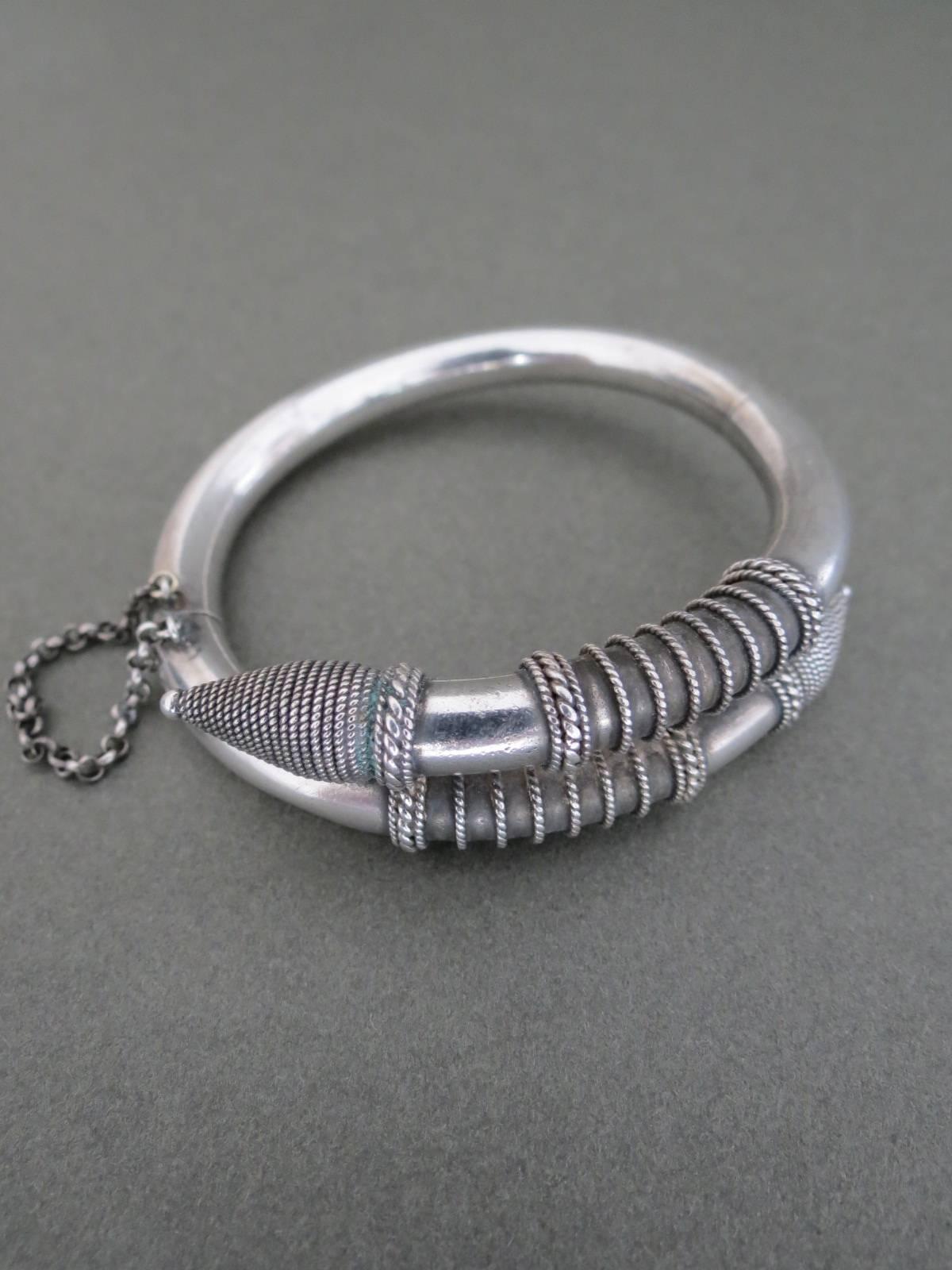 Vintage Silver Viking Cuff Bangle Bracelet For Sale 2