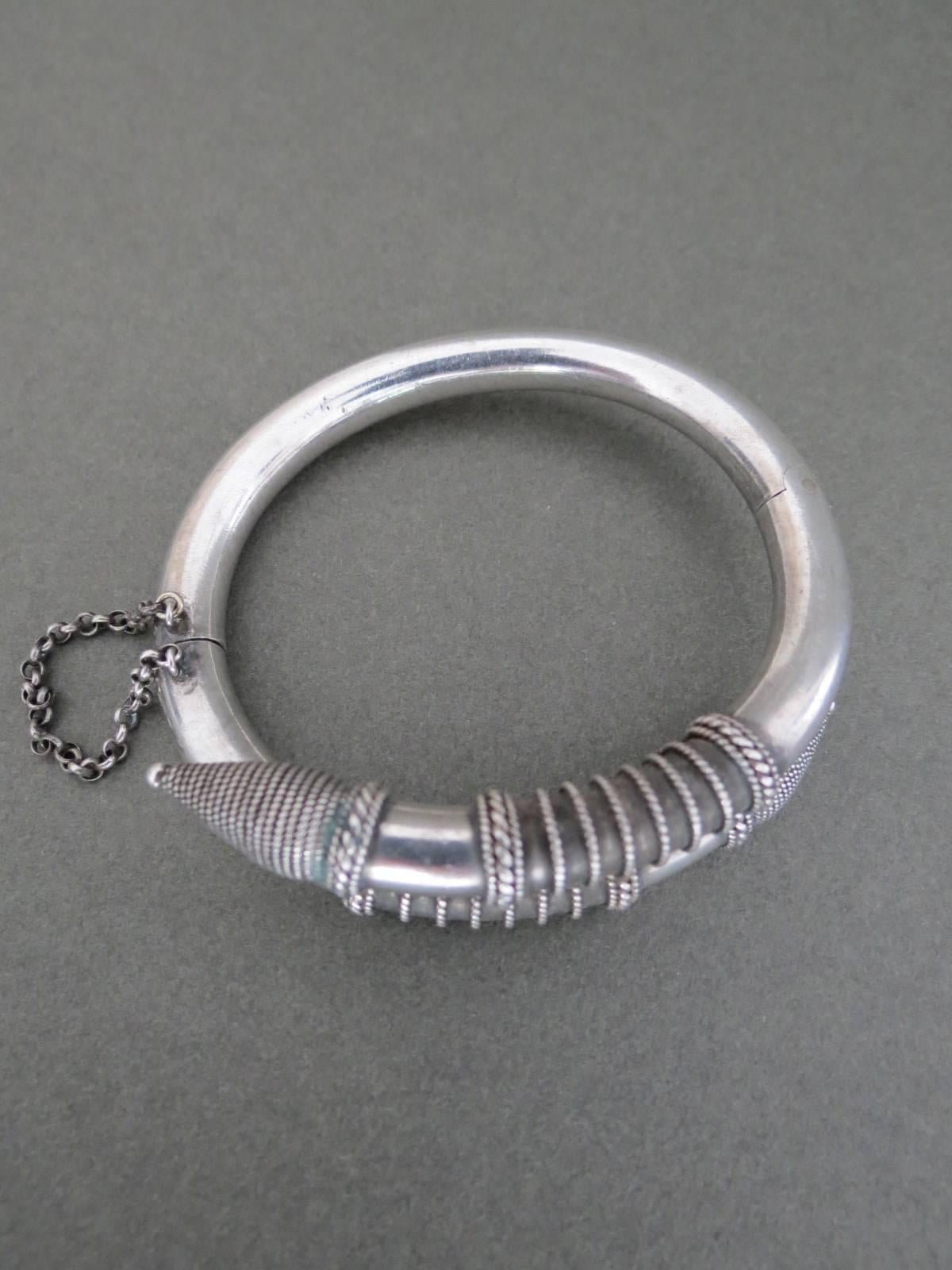 Vintage Silver Viking Cuff Bangle Bracelet For Sale 1