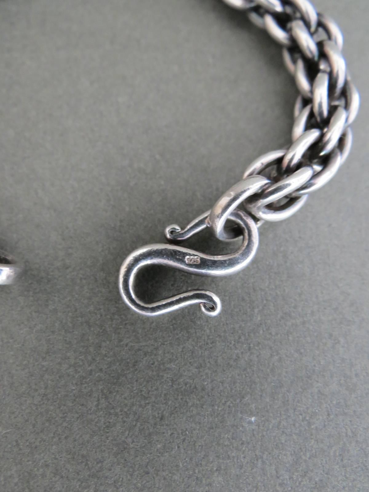 Women's or Men's Vintage Danish Modernist Silver Link Chain Bracelet Mid Century 