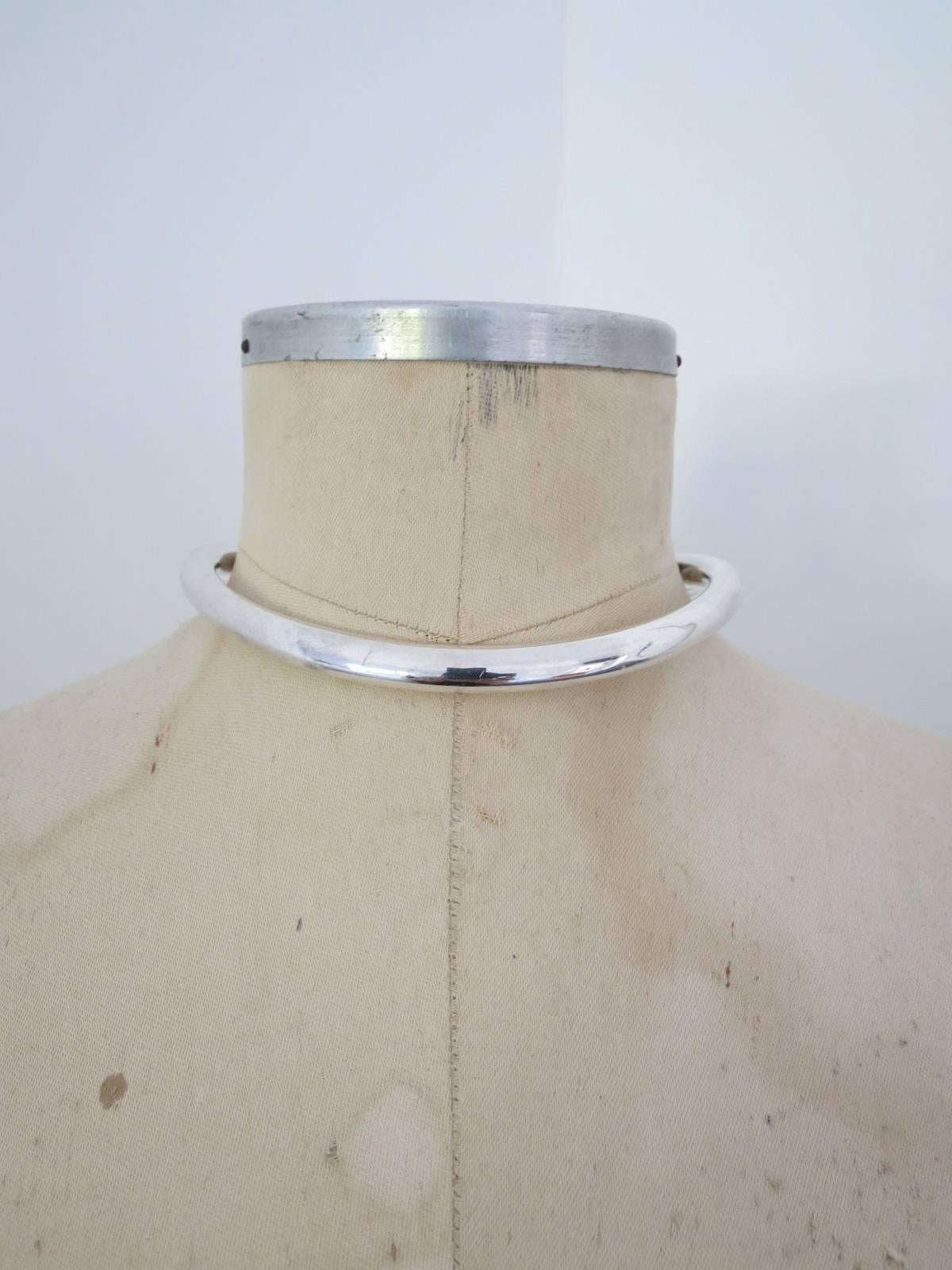 Vintage Silver Modernist Mid Century Choker Necklace Danish 1