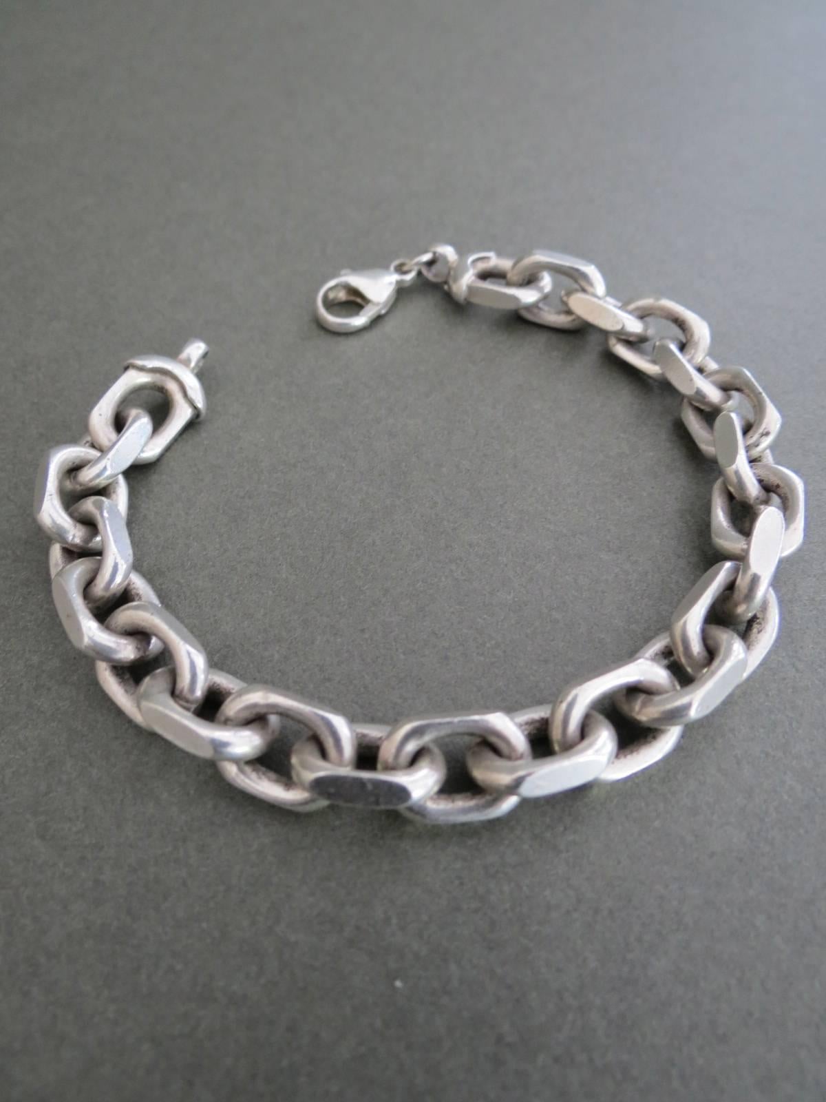 Women's or Men's Vintage Silver Link Chain Anchor Bracelet Danish Bjarne Nordmark Henriksen