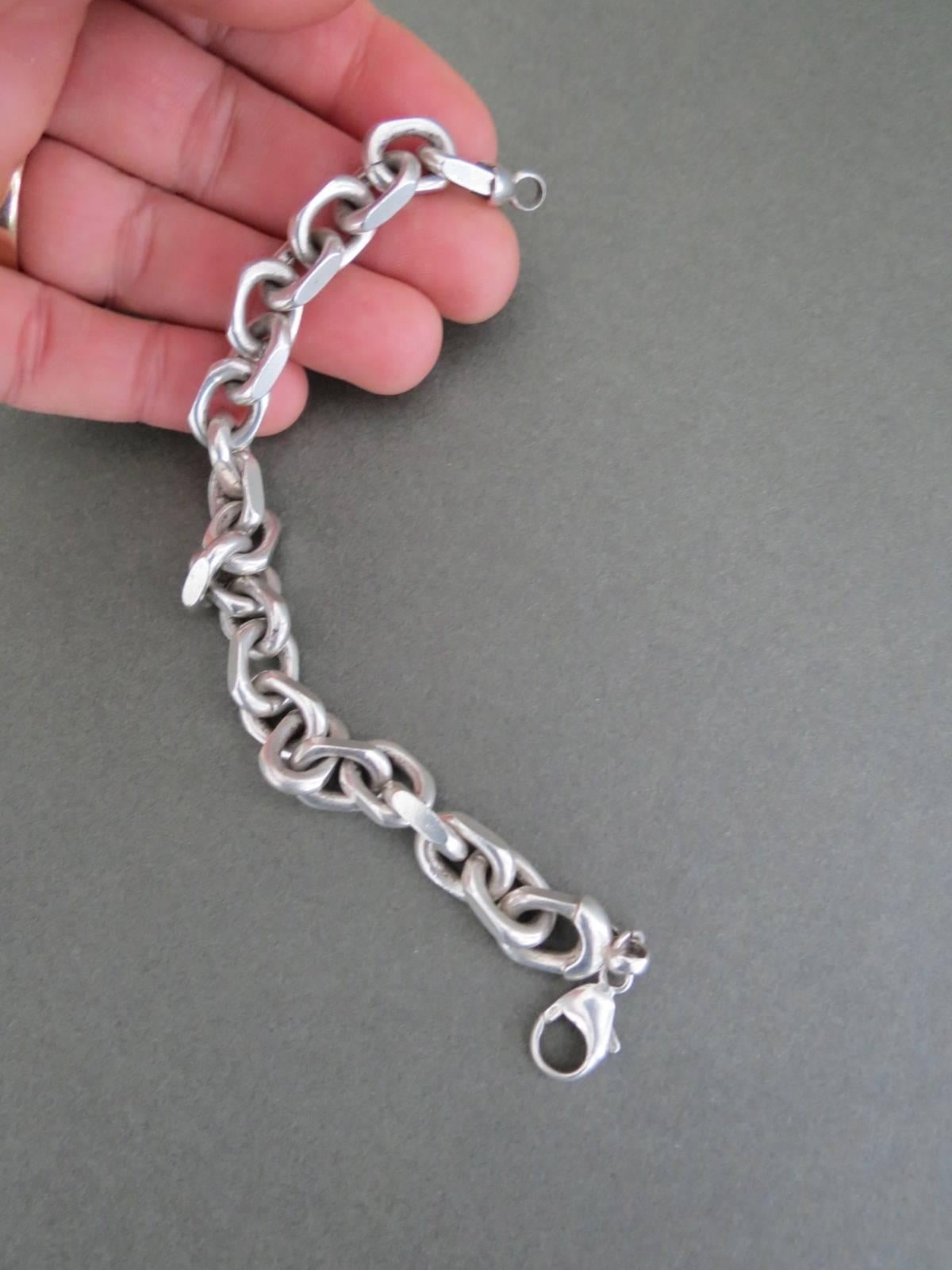 Vintage Silver Link Chain Anchor Bracelet Danish Bjarne Nordmark Henriksen 2