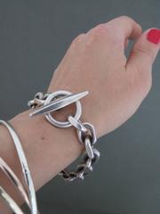 Vintage Silver Link Chain Anchor Bracelet Mid Century Danish F.Hingelberg