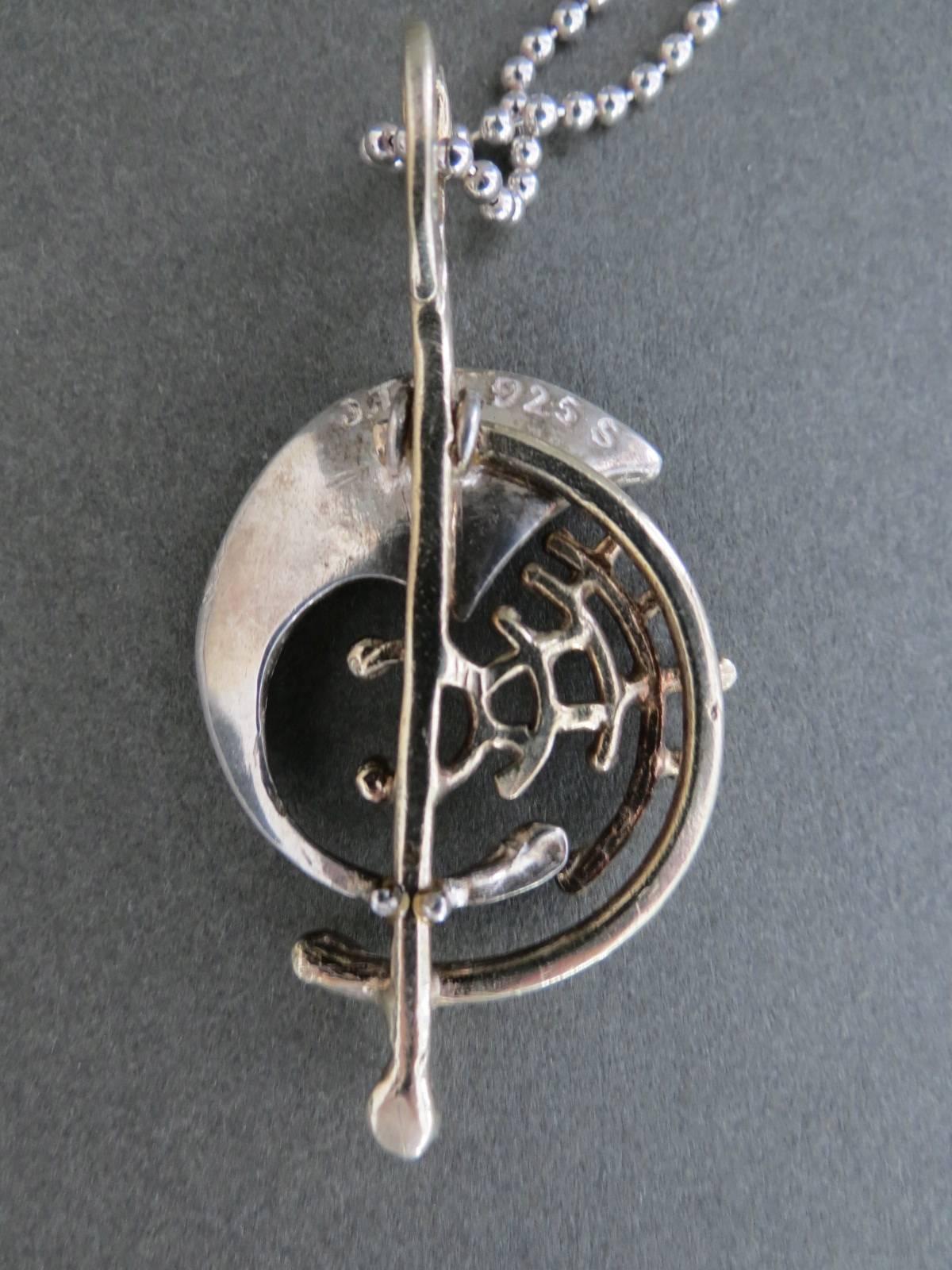 Vintage Modernist Silver Pendant Necklace Mid Century Tage Hansen For Sale 2