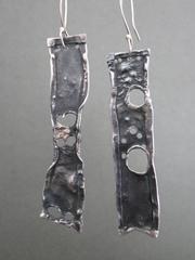 Vintage Modernist Silver Drop Earrings Danish Mid Century Dangle Earrings