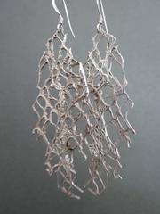 Vintage Modernist Silver Drop Earrings Danish Mid Century Dangle Earrings