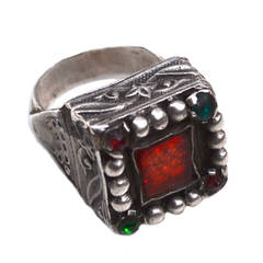 Moroccan Sterling Glass Ring