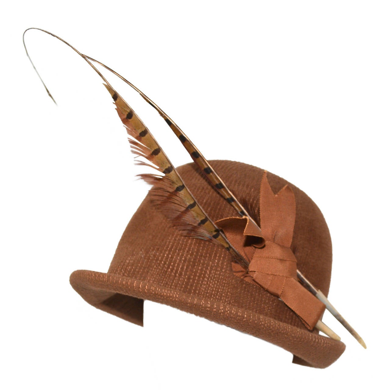Elsa Schiaparelli Embroidered Feather Cloche Hat