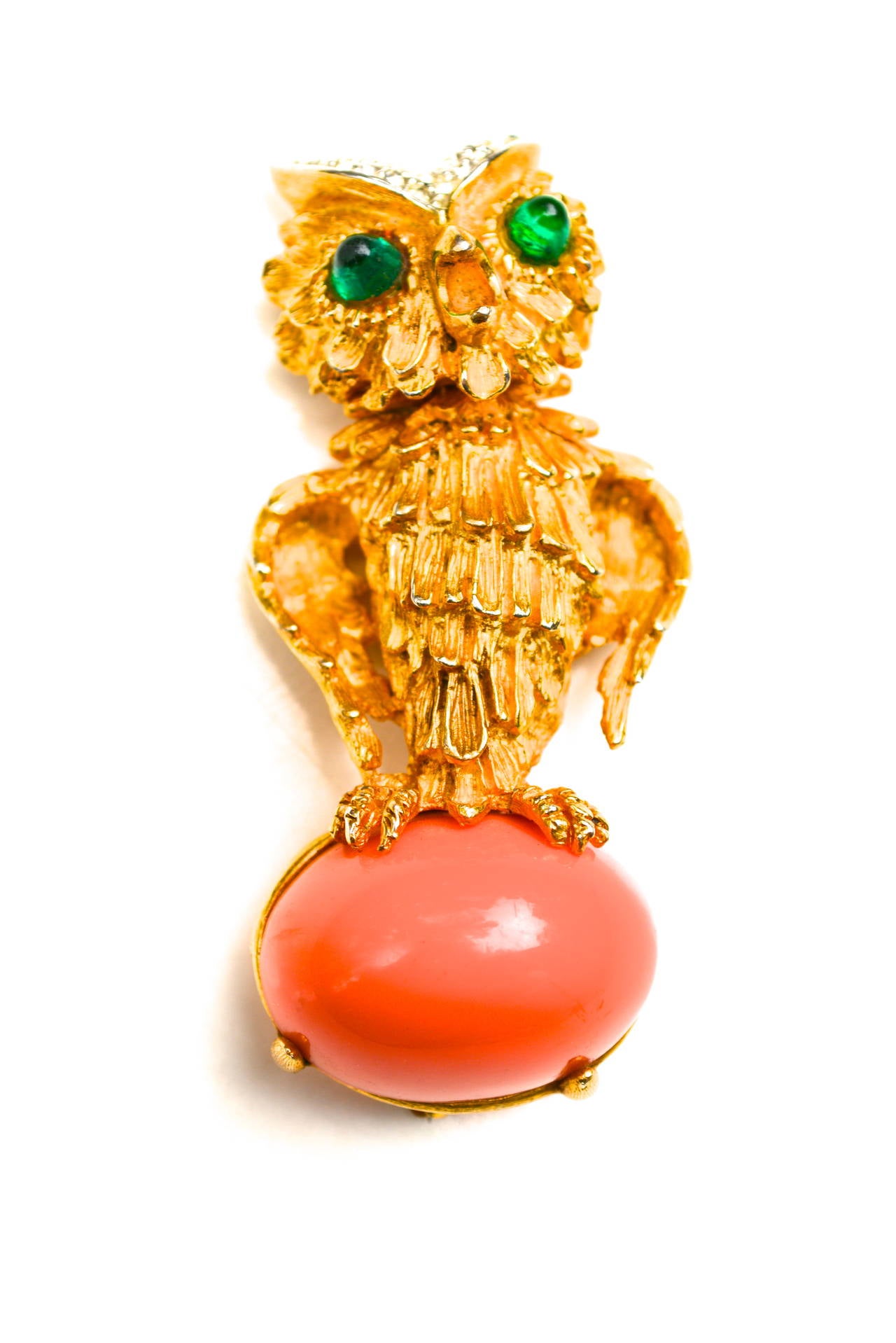 Lucky Owl Brooch by Kenneth Jay Lane, 1960s In Excellent Condition In Litchfield County, CT