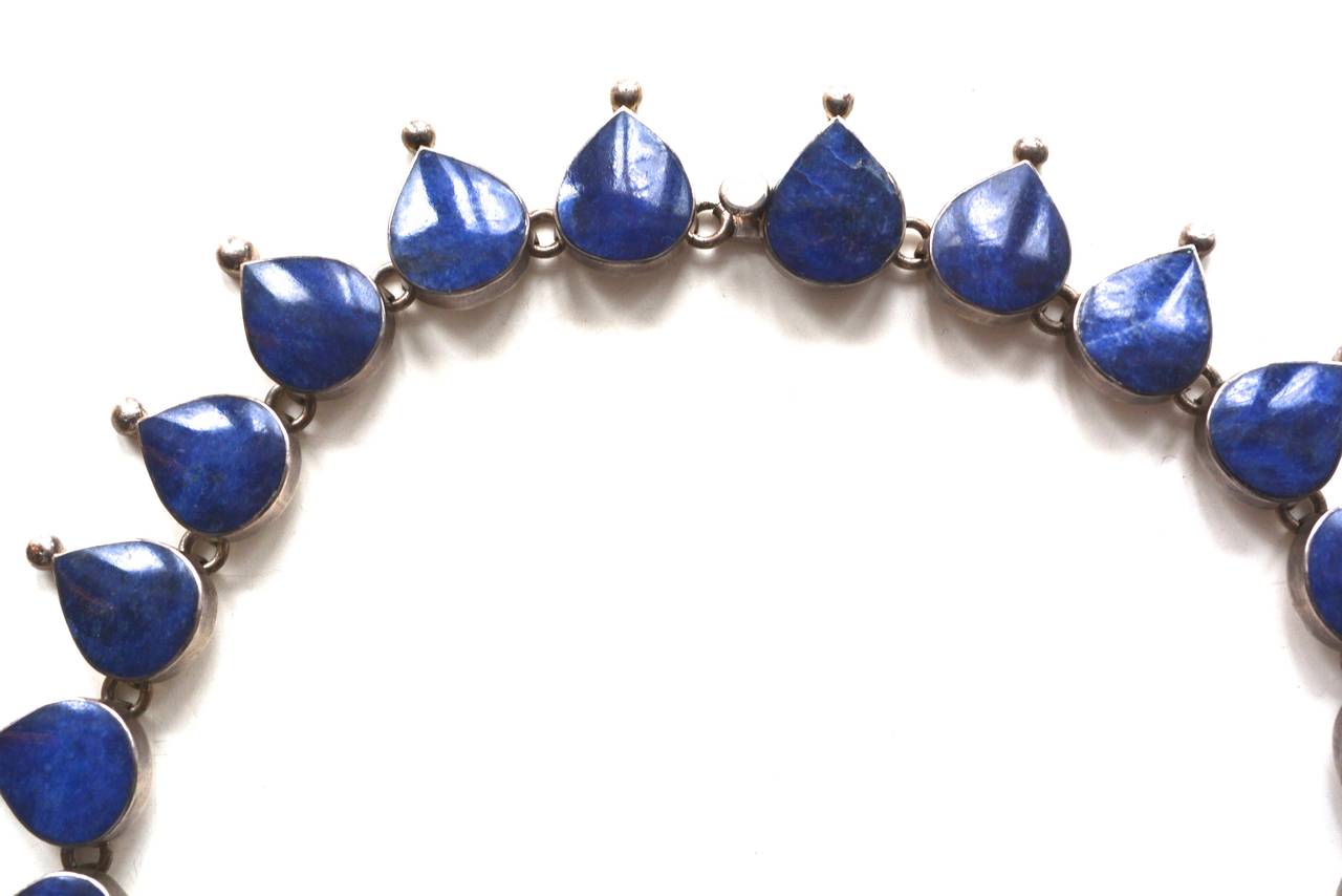 Lapis Sterling Taxco Necklace / Stunning Burst Design at 1stDibs