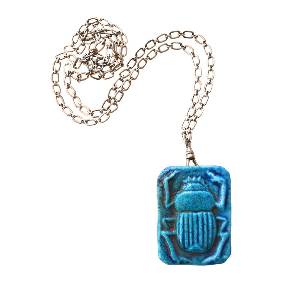 Turquoise Blue Scarab Pendant at 1stDibs | blue scarab necklace, blue scrab, turquoise scarab ...