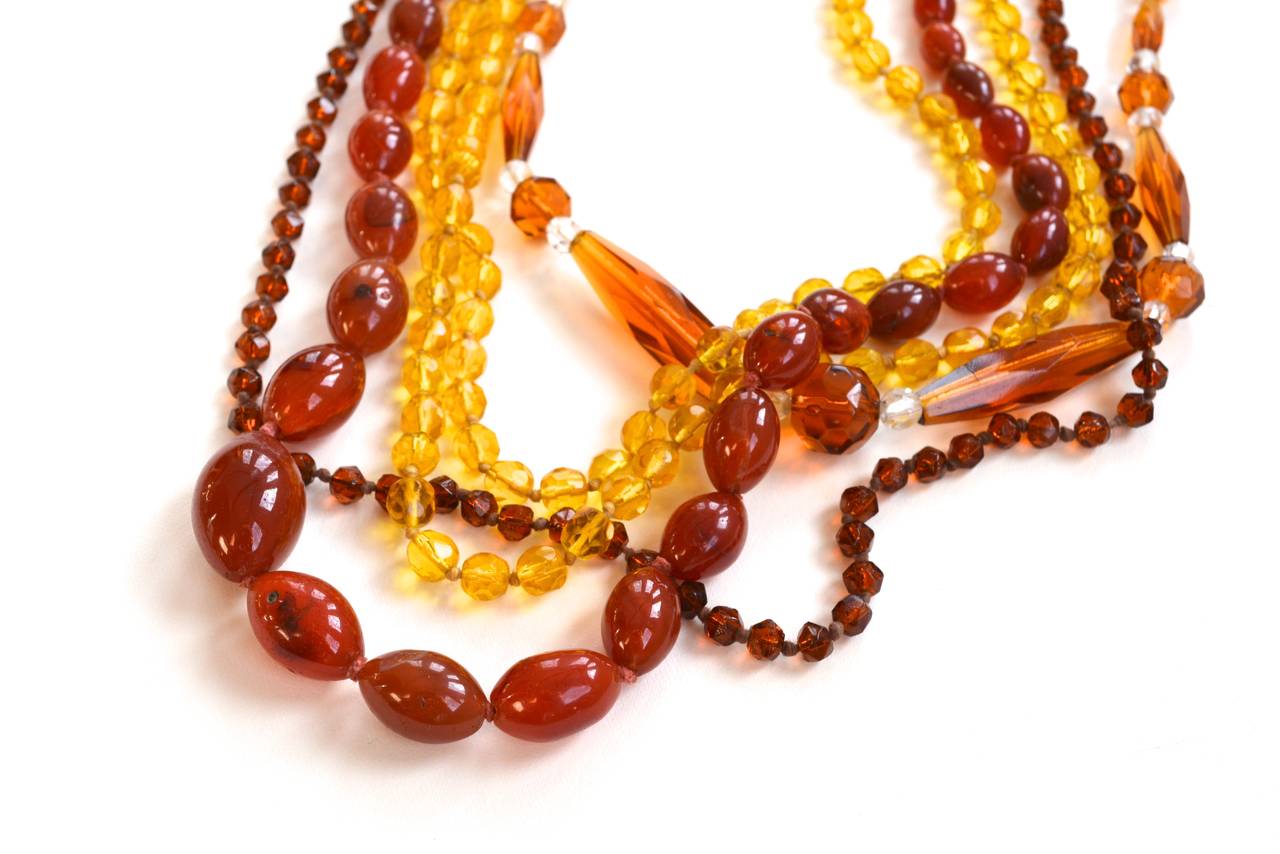 1920s Beaded Carnelian and Glass Necklace Collection 1