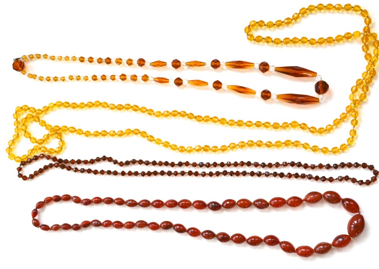 1920s Beaded Carnelian and Glass Necklace Collection 2