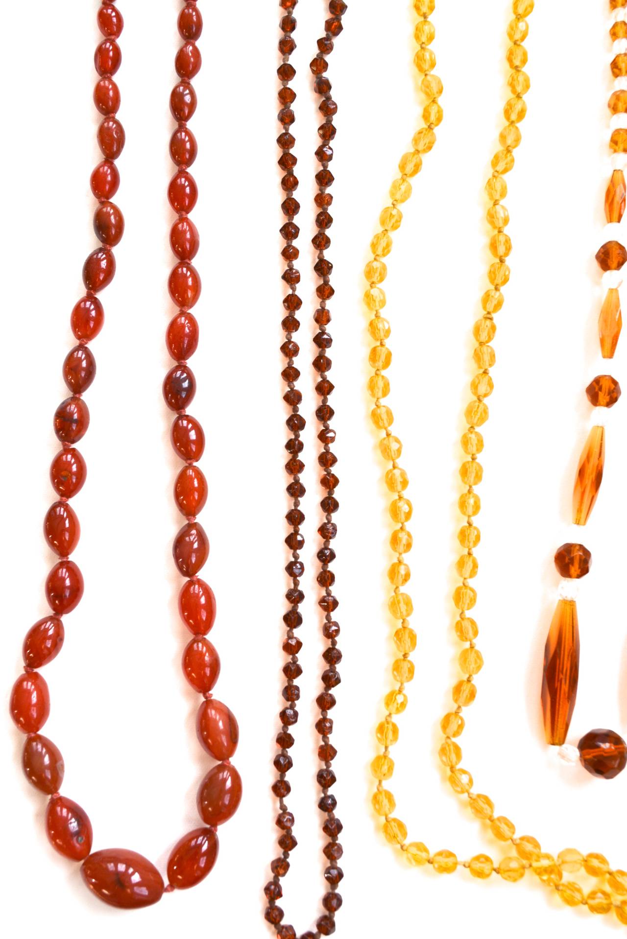 Women's 1920s Beaded Carnelian and Glass Necklace Collection