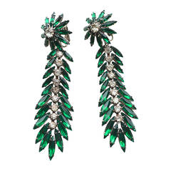 1960s Kramer Emerald Glass Earrings