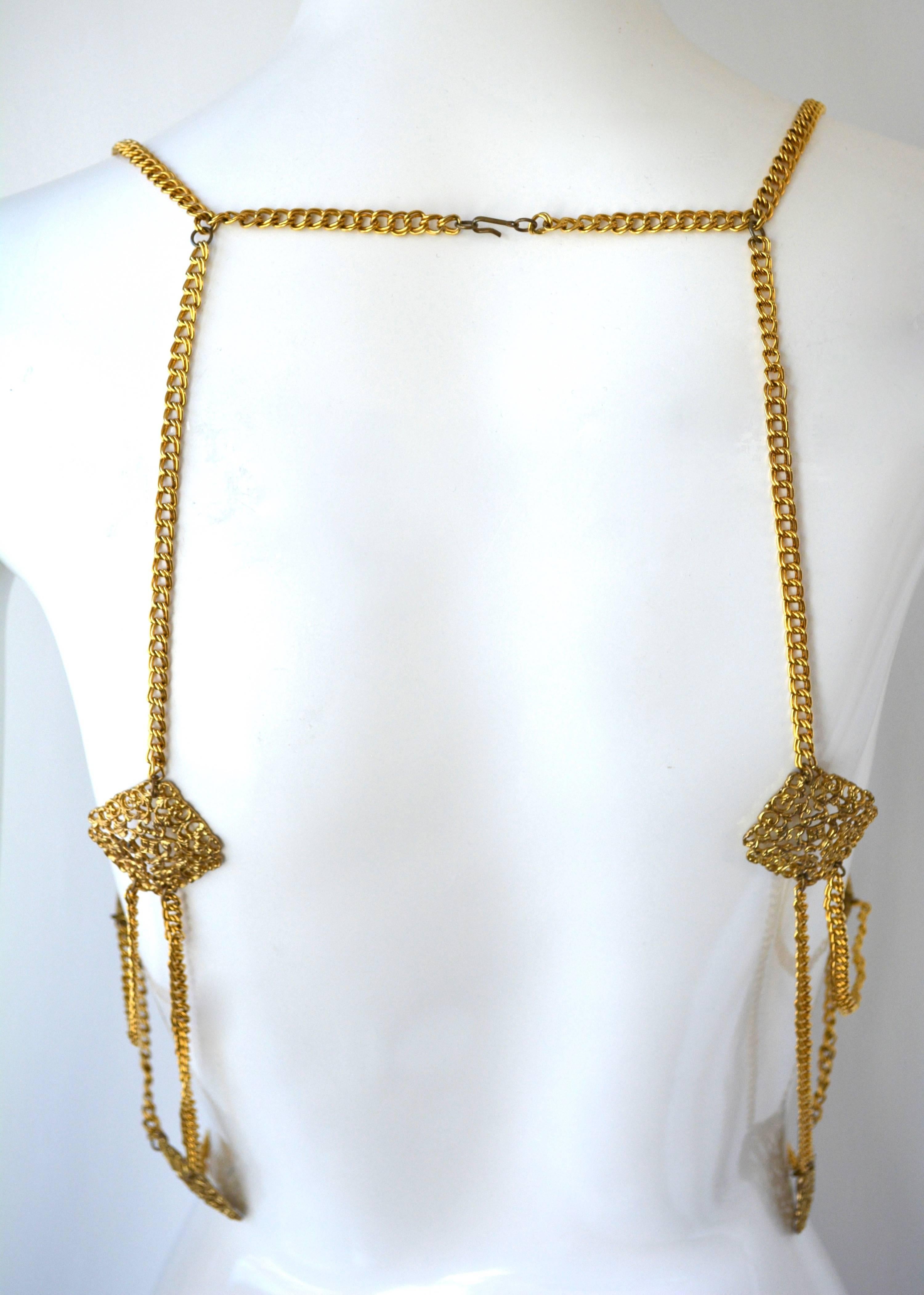 60s Body Chain/ Medieval Revival Halter In Excellent Condition For Sale In Litchfield County, CT