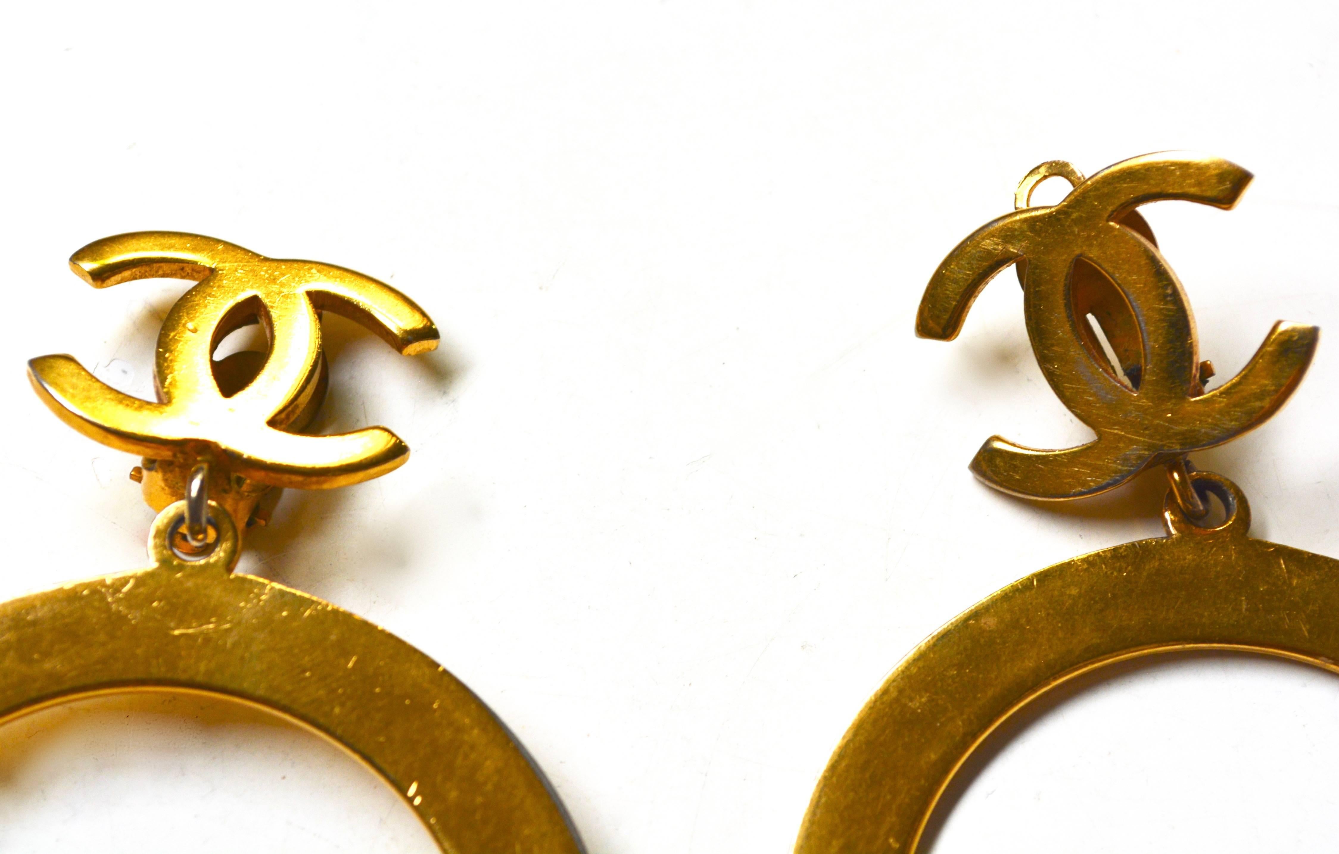 1960s Oversized Chanel Circular Earrings. In Fair Condition In Litchfield County, CT
