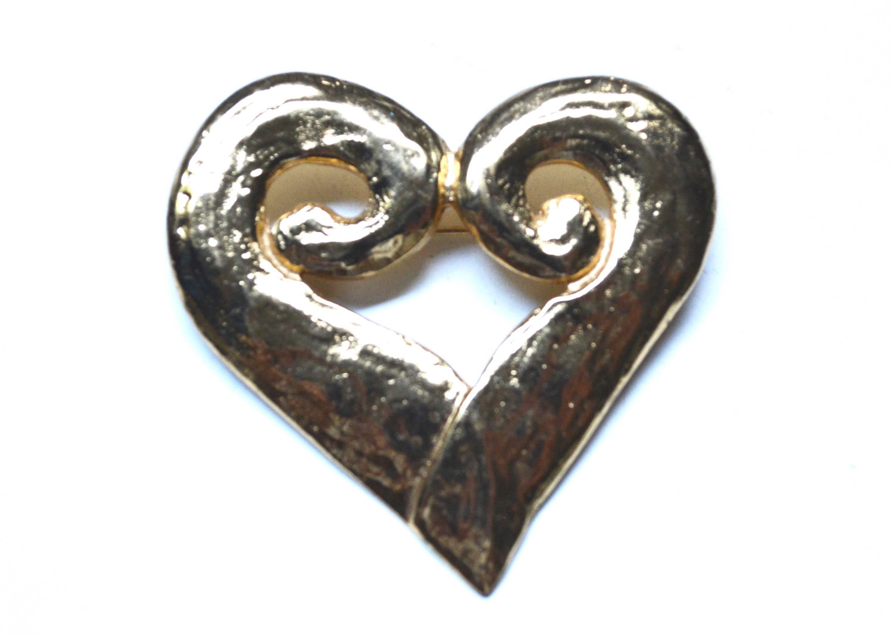Women's or Men's Oversized YSL Abstract Heart Brooch For Sale